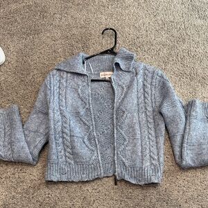 Gray Cable Knit Women's Hoodie
